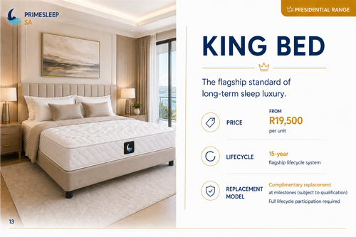 Advertisement for a king bed with pricing and features displayed on the right side.